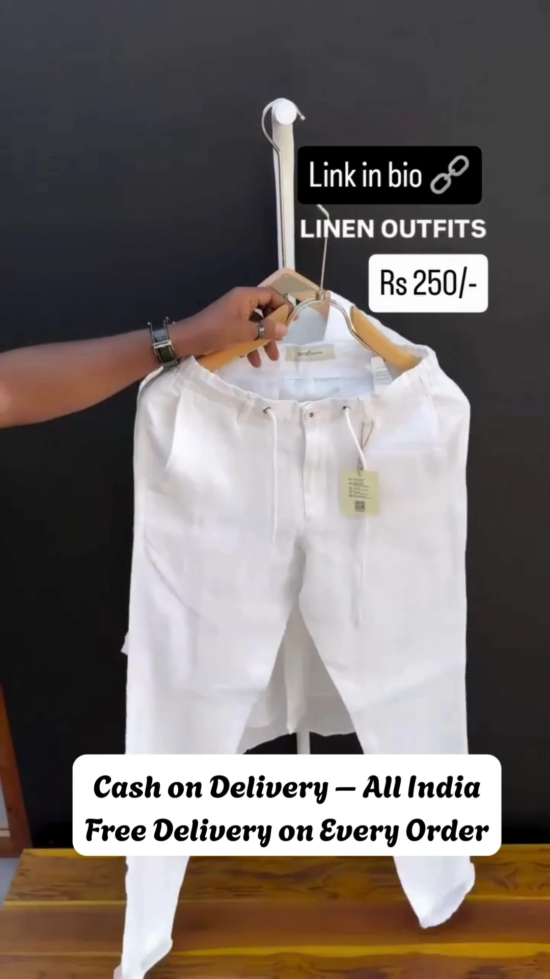 Men’s White Linen Drawstring Pants Lightweight Summer Casual Ethnic Wear